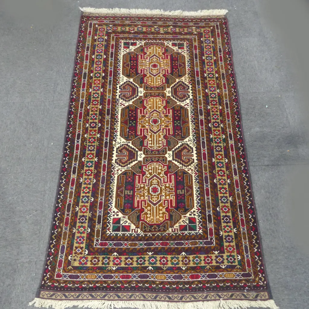 BALUCHI HAND KNOTTED WOOL PILE RUG 2000x1130mm Image 1++