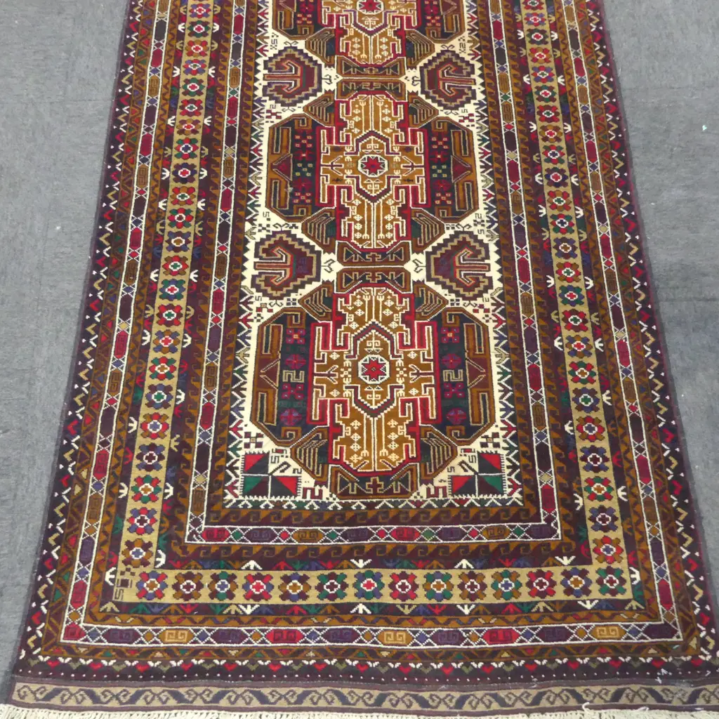 BALUCHI HAND KNOTTED WOOL PILE RUG 2000x1130mm Image 1++