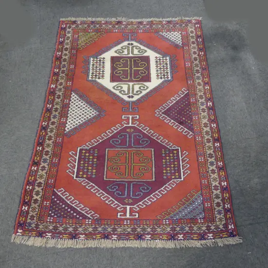 HAND KNOTTED ALL WOOL TRIBAL RUG 1130x1950mm