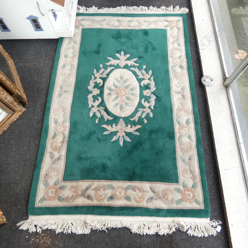 CHINESE TUFTED GREEN RUG 1870x1250mm Image 1++