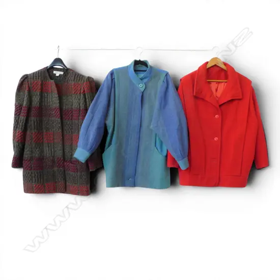 3 JACKETS; AVOCA COLLECTION SIZE S, MISS DB NZ JACKET SIZE M & COAT COUTURE SIZE 12
