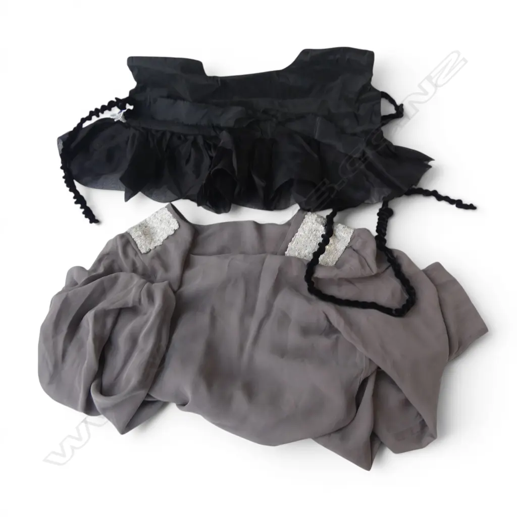 ZAMBESI BLACK CORD JACKET, SZ 12, LELA JACOBS COLLAR, ZAMBESI SILK TOP SZ 14 Image 1++