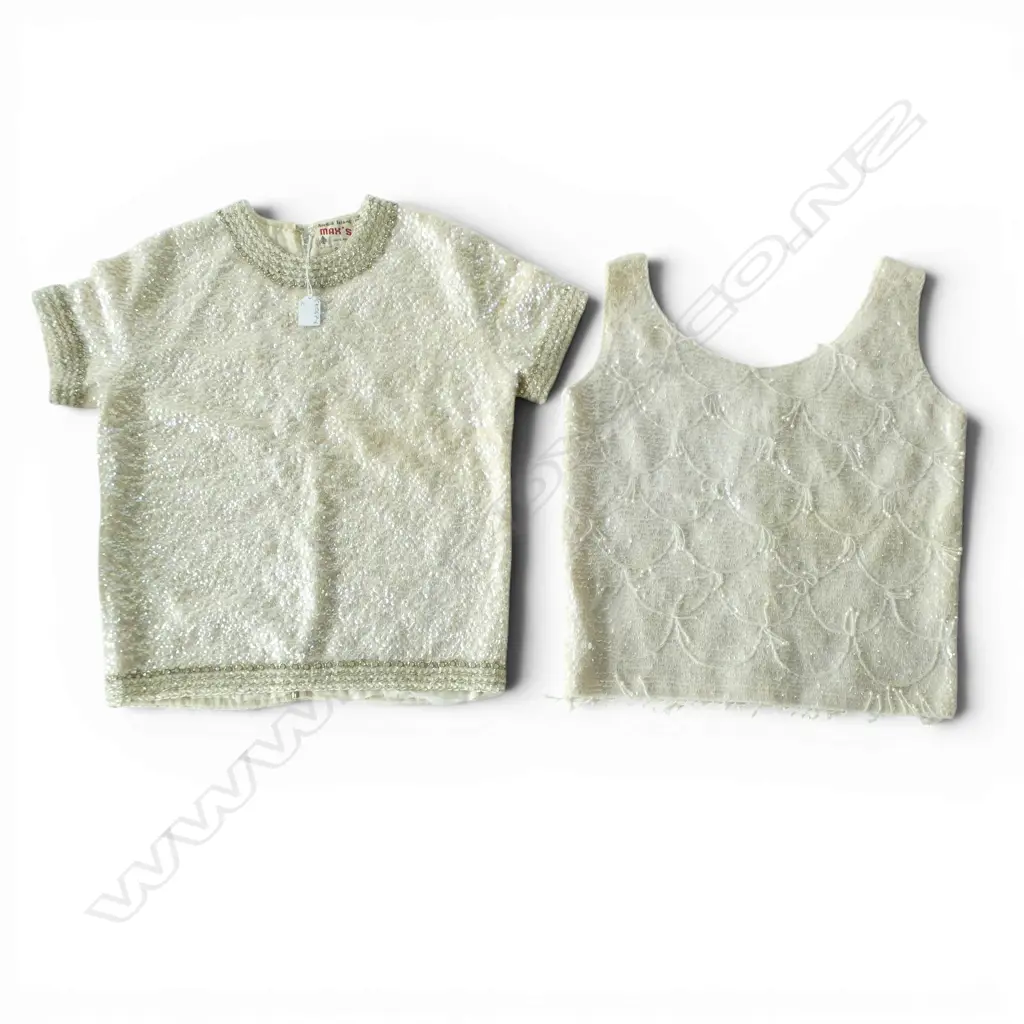 2 1960's SEQUIN WOOL TOPS  Image 1++