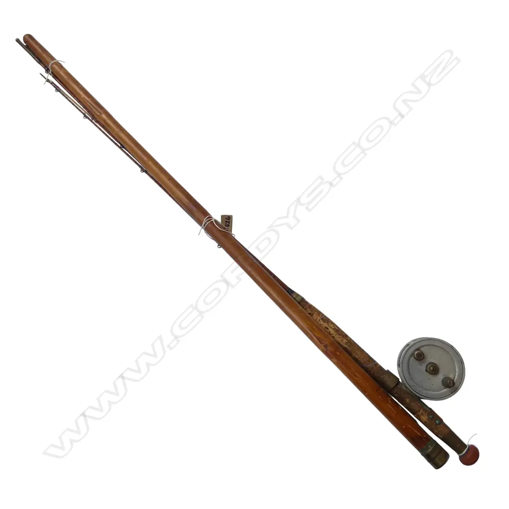VINTAGE SPLIT CANE FISHING ROD & REEL Image 1++
