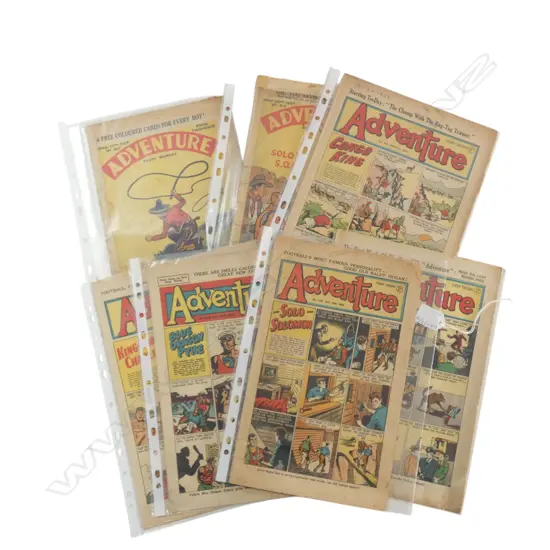 7 VINTAGE ‘ADVENTURE’ COMICS 1937 1947 1949 1951, L.297MM