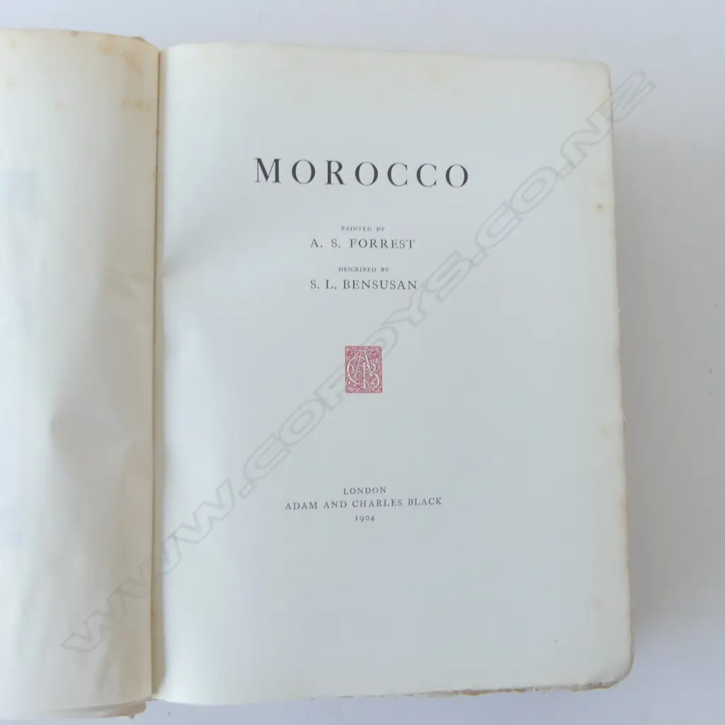 1904 BOOK 'MOROCCO' 'PAINTED BY A.S. FORREST DESCRIBED BY S.L. BENSUSAN' Ltd Ed.173/250. Some foxing uncut edges Image 1++