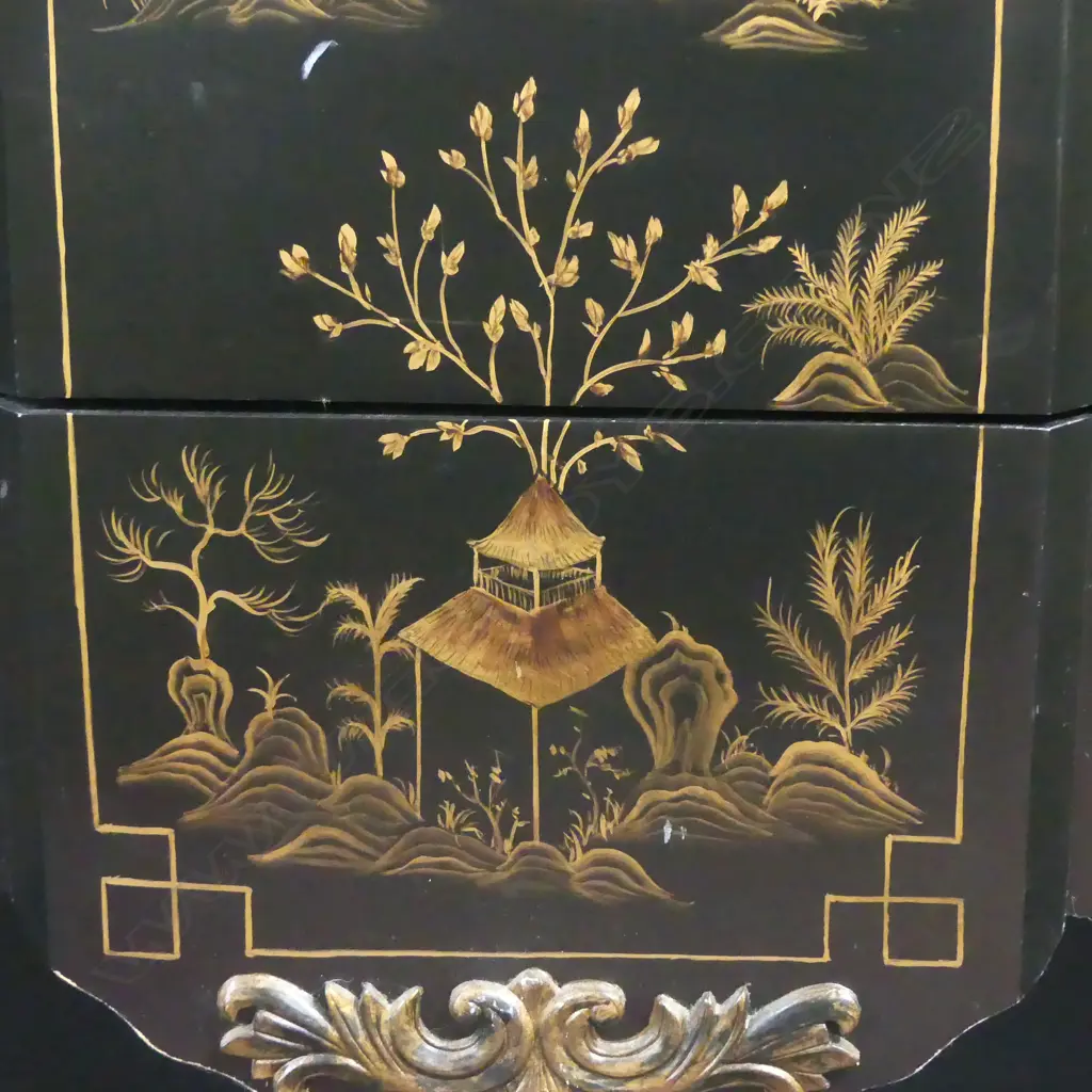 EBONISED CHINOISERIE STYLE DRAWERS 1220x405x810mm Image 1++
