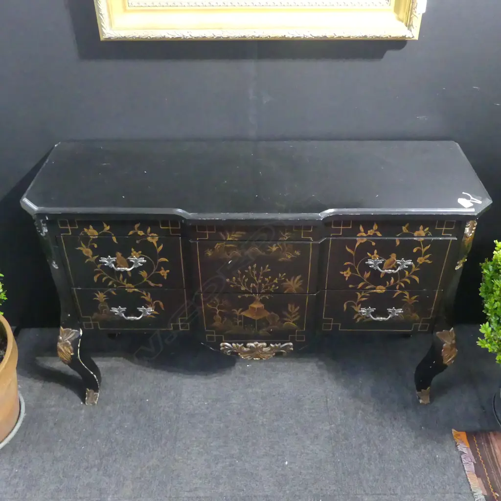 EBONISED CHINOISERIE STYLE DRAWERS 1220x405x810mm Image 1++