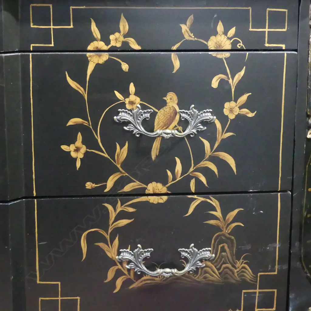 EBONISED CHINOISERIE STYLE DRAWERS 1220x405x810mm Image 1++