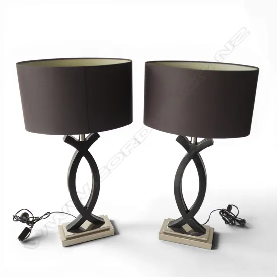 PR EUNICE TAYLOR TALL BLACK CHROME TABLE LAMPS WORKING, H.740MM