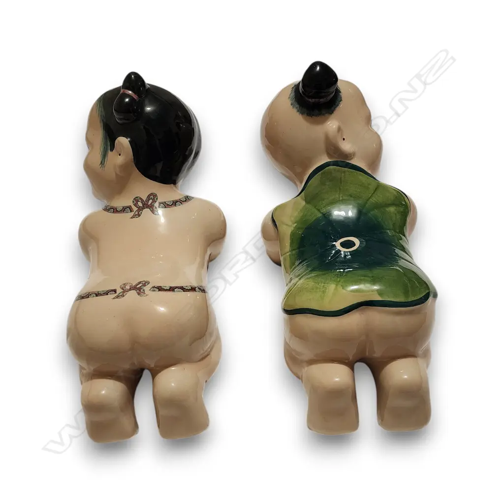 VINTAGE CHINESE HAND-PAINTED PORCELAIN CRAWLING BABY FIGURE OFTEN REFERRED TO AS A "PIANO BABY" 450 x 250H mm Image 1++