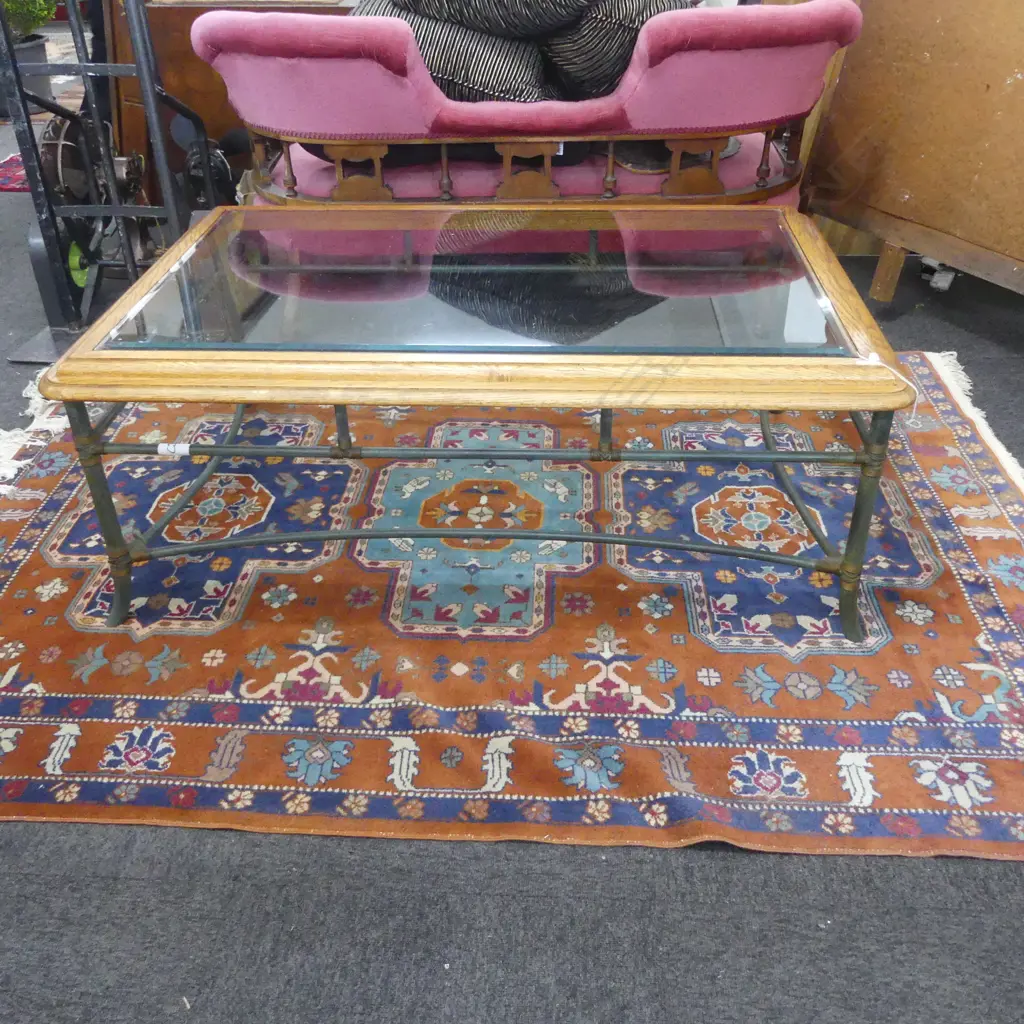 COFFEE TABLE w. INLAID GLASS PANEL W.1190mm Image 1++