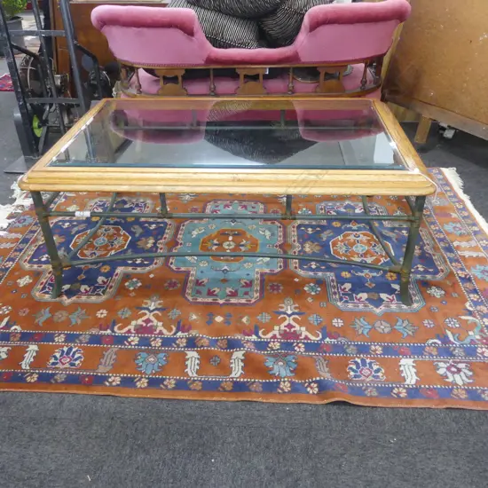 COFFEE TABLE w. INLAID GLASS PANEL W.1190mm