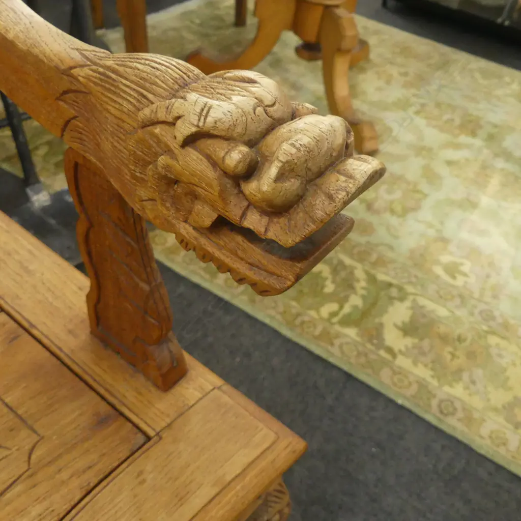 PR MALAYSIAN CARVED WOODEN PERANAKAN CHAIRS - MIRROR BACK 600x550x1210mm Image 1++