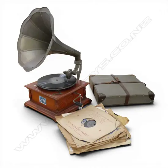 REPLICA HIS MASTERS VOICE GRAMOPHONE H.610mm + RECORDS