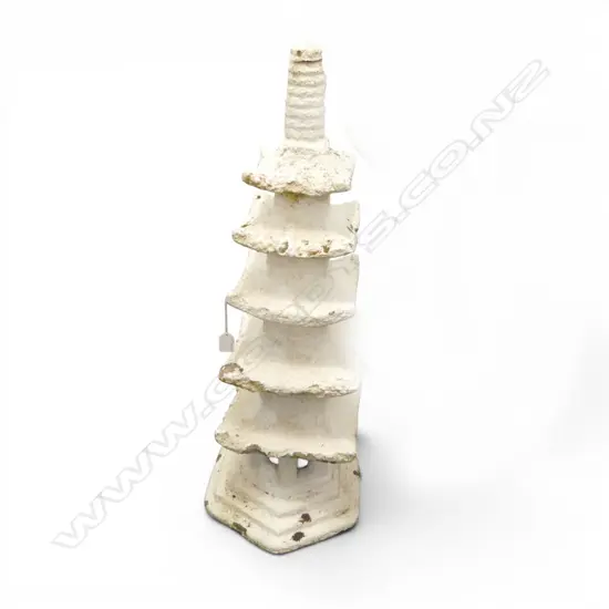 2 PART WHITE PAINTED CONCRETE PAGODA H.840mm