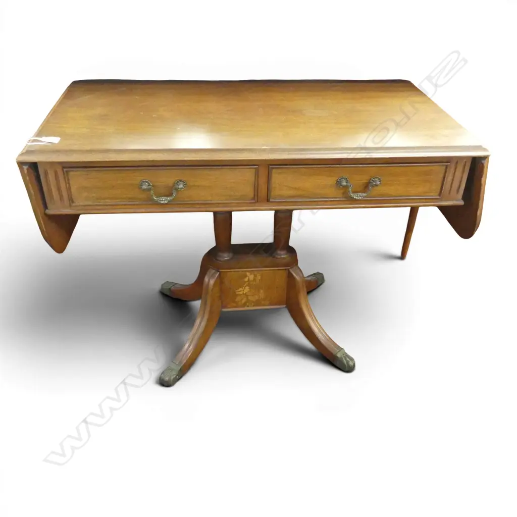 ANTIQUE STYLE SOFA MAHOGANY TABLE INLAID BASE 970 x 500 x 700mm Image 1++