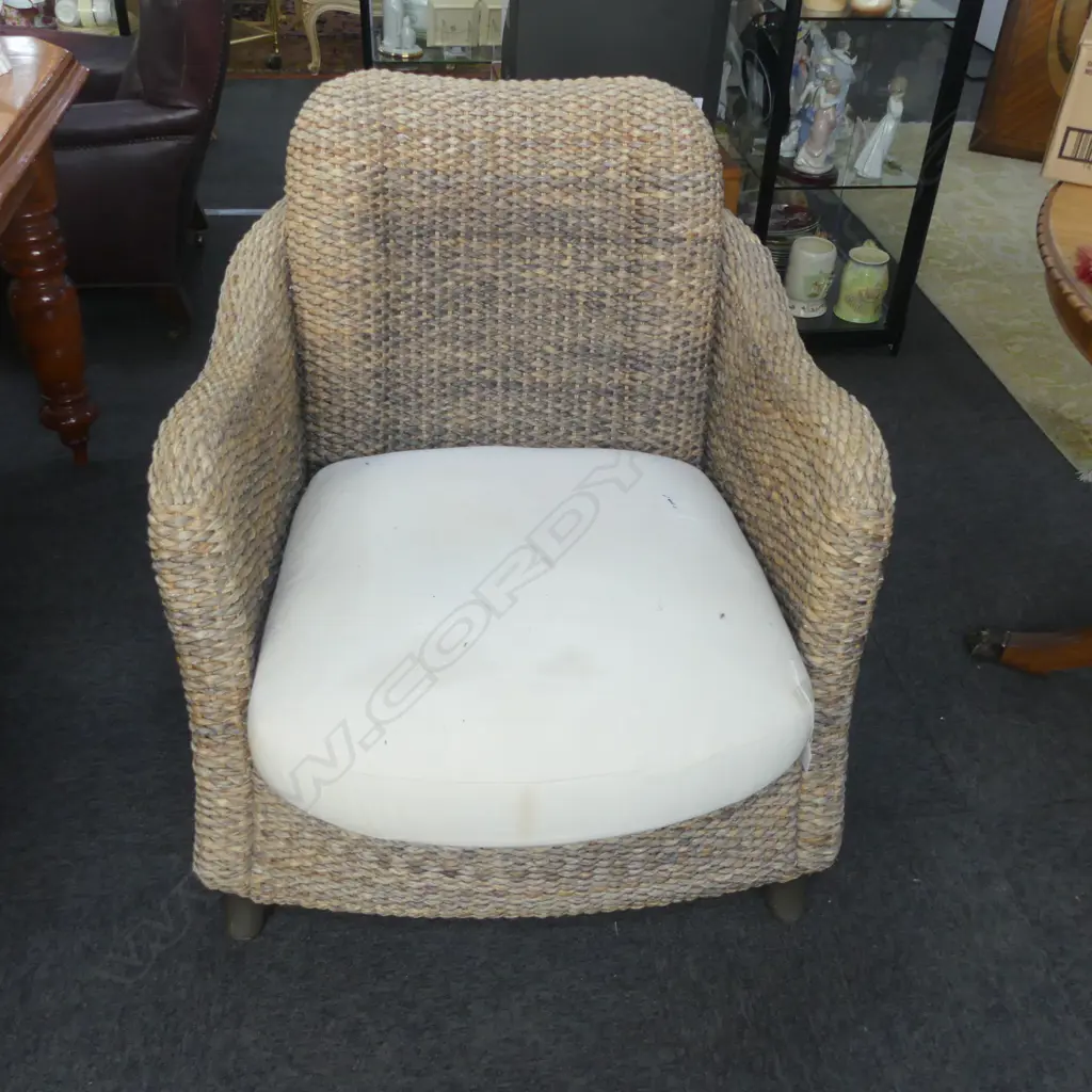 WOVEN SEA GRASS ARMCHAIR - SOME MARKS  Image 1++