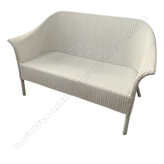 WHITE LLOYD LOOM SETTEE 1500x650x850mm