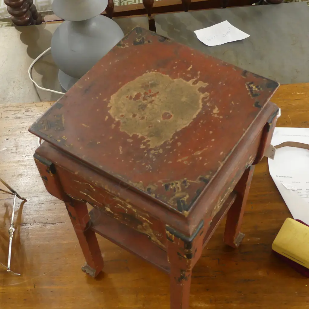 ANTIQUE CHINESE PLANT STAND 255x255x450mm Image 1++