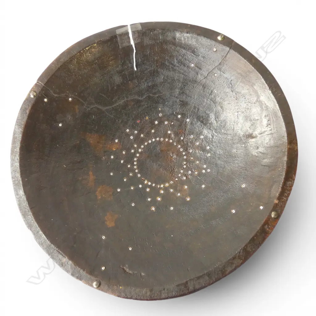 PACIFIC ISLAND CARVED WOODEN FOOTED BOWL H.280mm, 350mm dia OLD REPAIR Image 1++