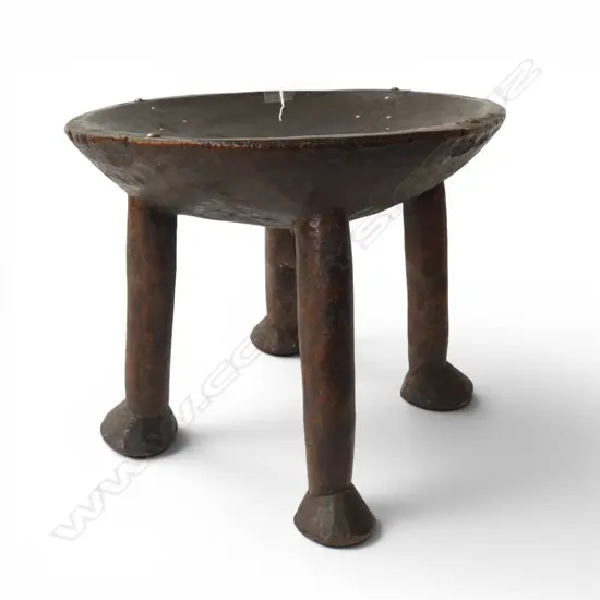 PACIFIC ISLAND CARVED WOODEN FOOTED BOWL H.280mm, 350mm dia OLD REPAIR