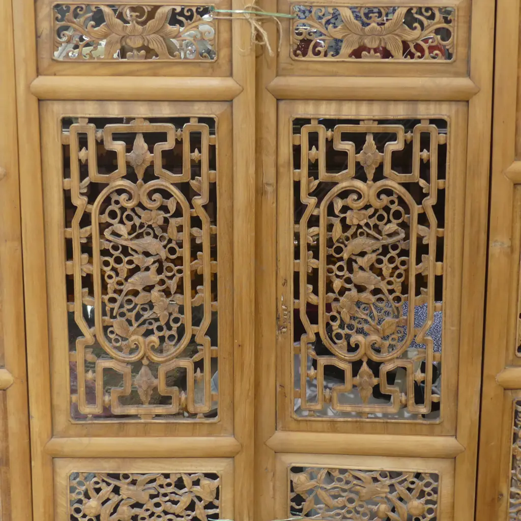 LATE 19thC QING DYNASTY CARVED ELMWOOD SHUTTERS 1395x895mm Image 1++