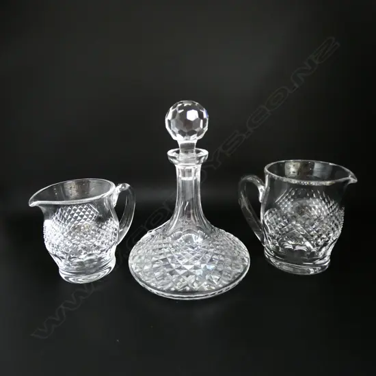 2 WATERFORD CRYSTAL JUGS H.155 + CRYSTAL DECANTER H.260mm