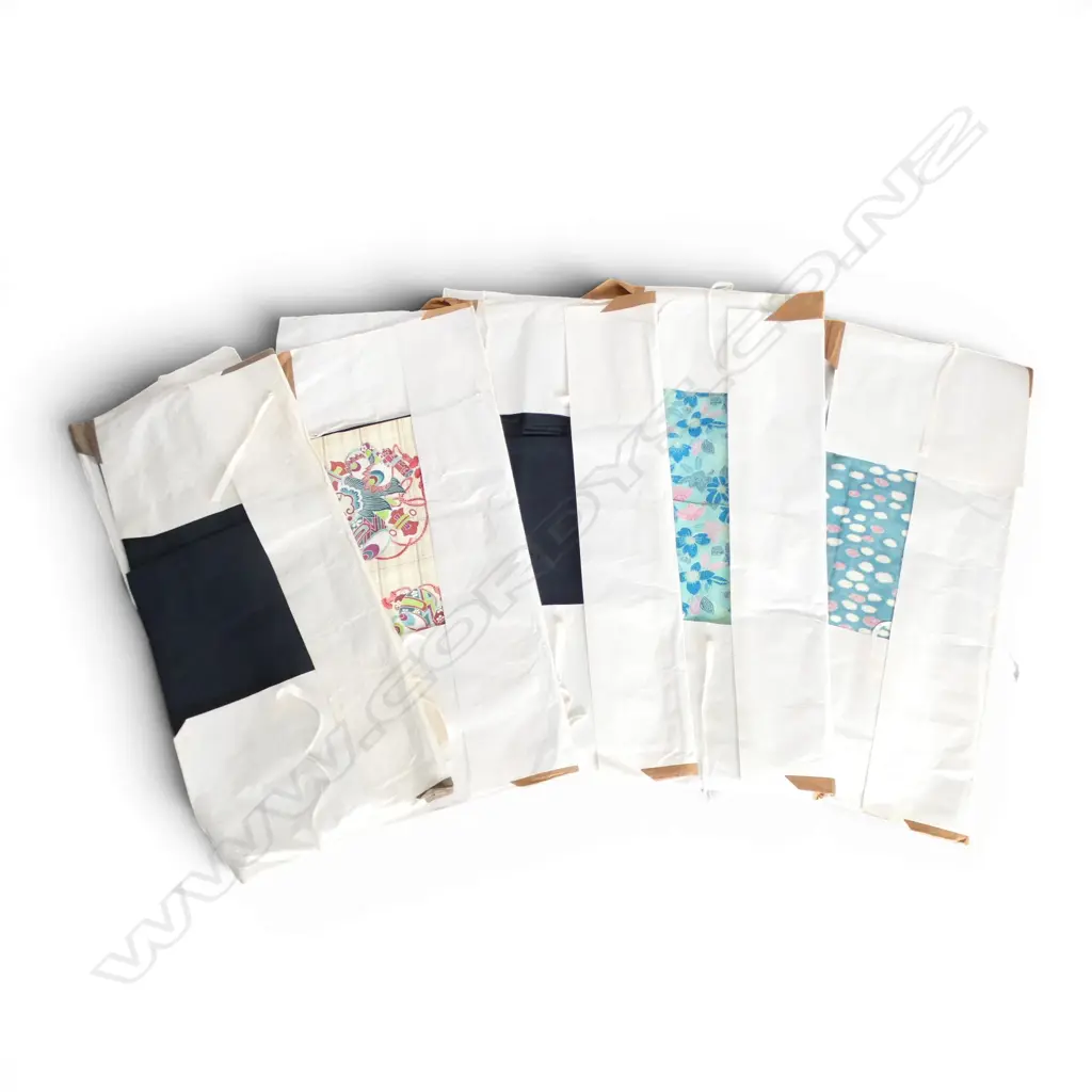5 various VINTAGE JAPANESE FINE KIMONO: 2 DARK INDIGO & 3 BRIGHT COLOURS Image 1++
