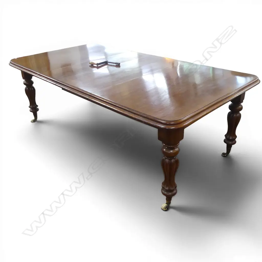 VICTORIAN EXTENSION DINING TABLE w. 2 LEAVES + CRANK H.740mm Image 1++