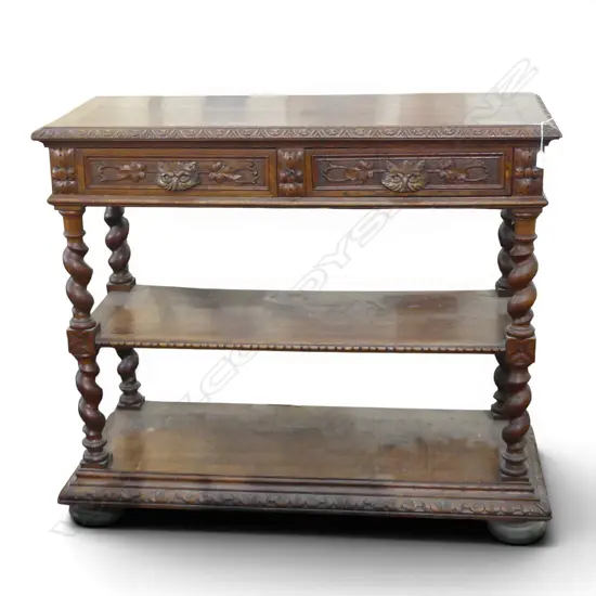 CARVED OAK BARLEY TWIST DUMB WAITER 1140x430x990mm