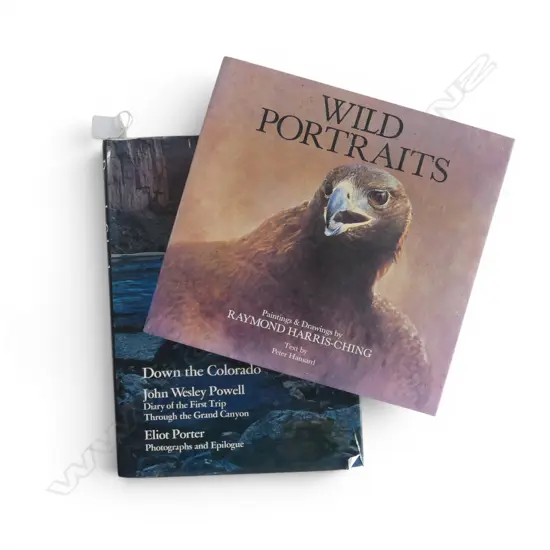2 LRG FORMAT BOOKS; 'DOWN the COLORADO' signed & owned by LEN CASTLE & WILD PORTRAITS paintings by RAYMOND HARRIS-CHING