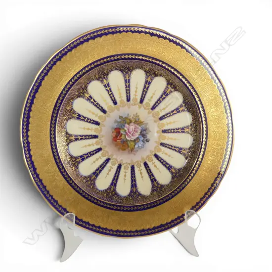 AYNSLEY GILDED FLORAL PLATE SIGNED BY A. BAILEY d. 265mm