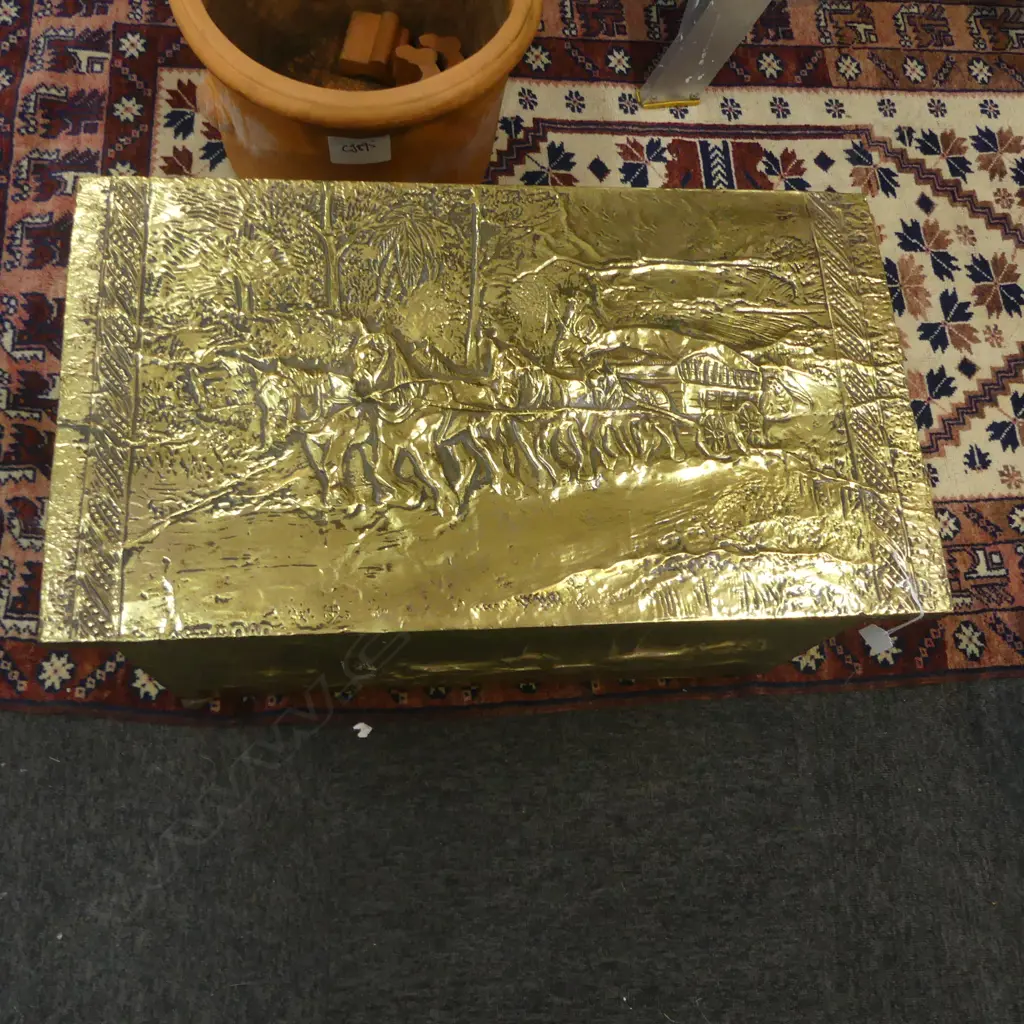 EMBOSSED BRASS COAL BOX W.660mm Image 1++