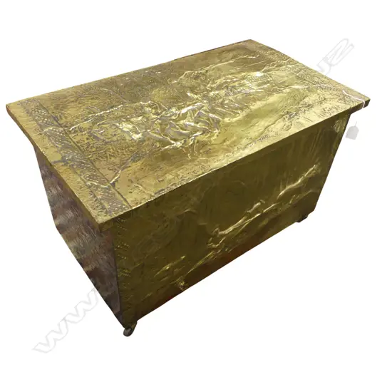 EMBOSSED BRASS COAL BOX W.660mm