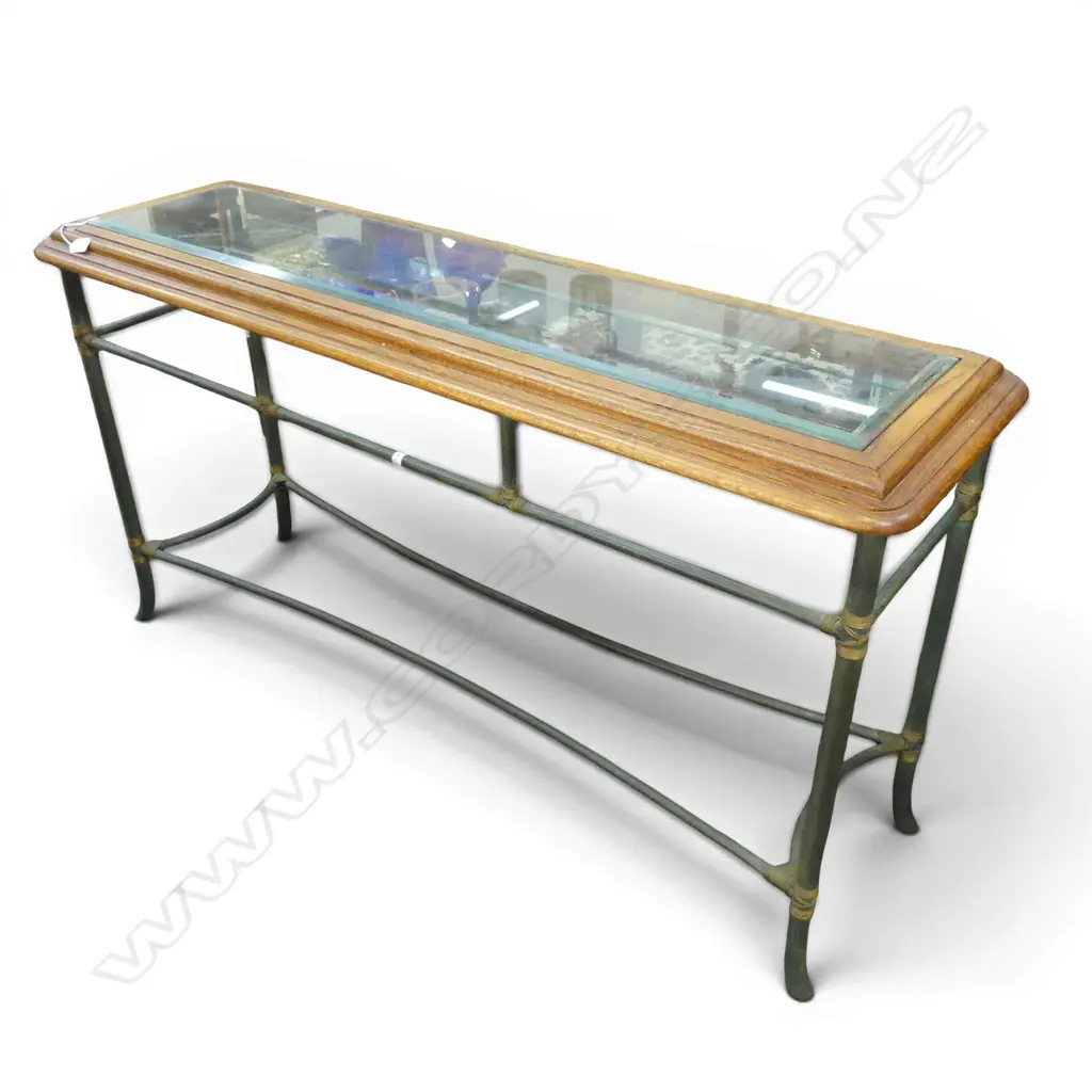 HALL / CONSOLE TABLE w. GLASS INSET 1400x420x750mm Image 1++