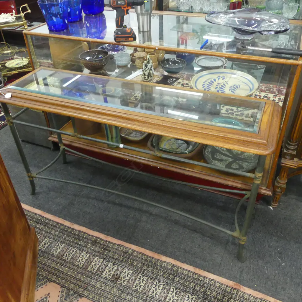 HALL / CONSOLE TABLE w. GLASS INSET 1400x420x750mm Image 1++
