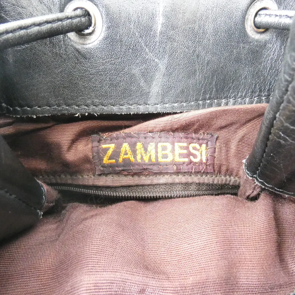 ZAMBESI BLACK LEATHER BAG H.400mm Image 1++