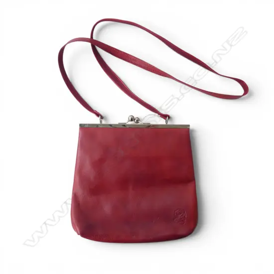 ZAMBESI RED LEATHER HAND BAG - MADE IN NZ 230x230mm