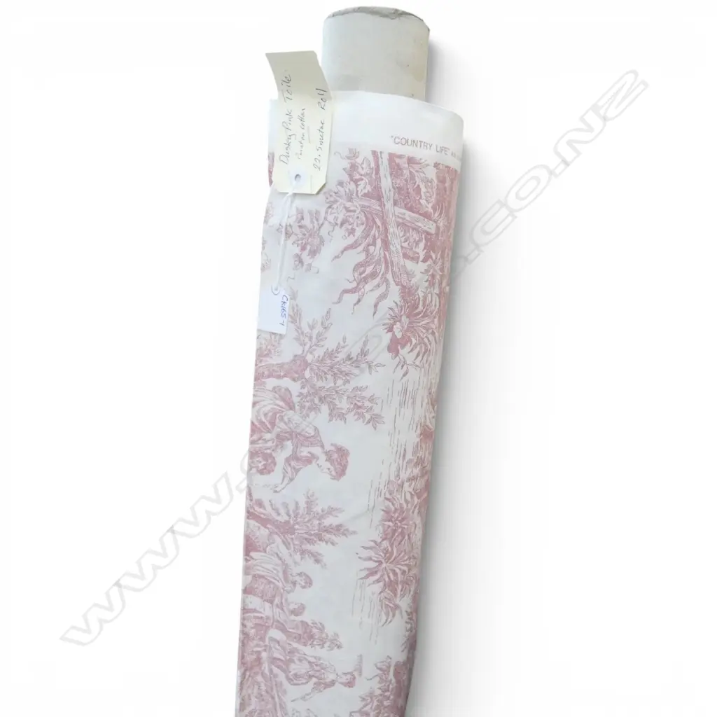 FABRIC BOLT; DUSKY PINK TOILE, PRINT ON COTTON, 22.5M Image 1++