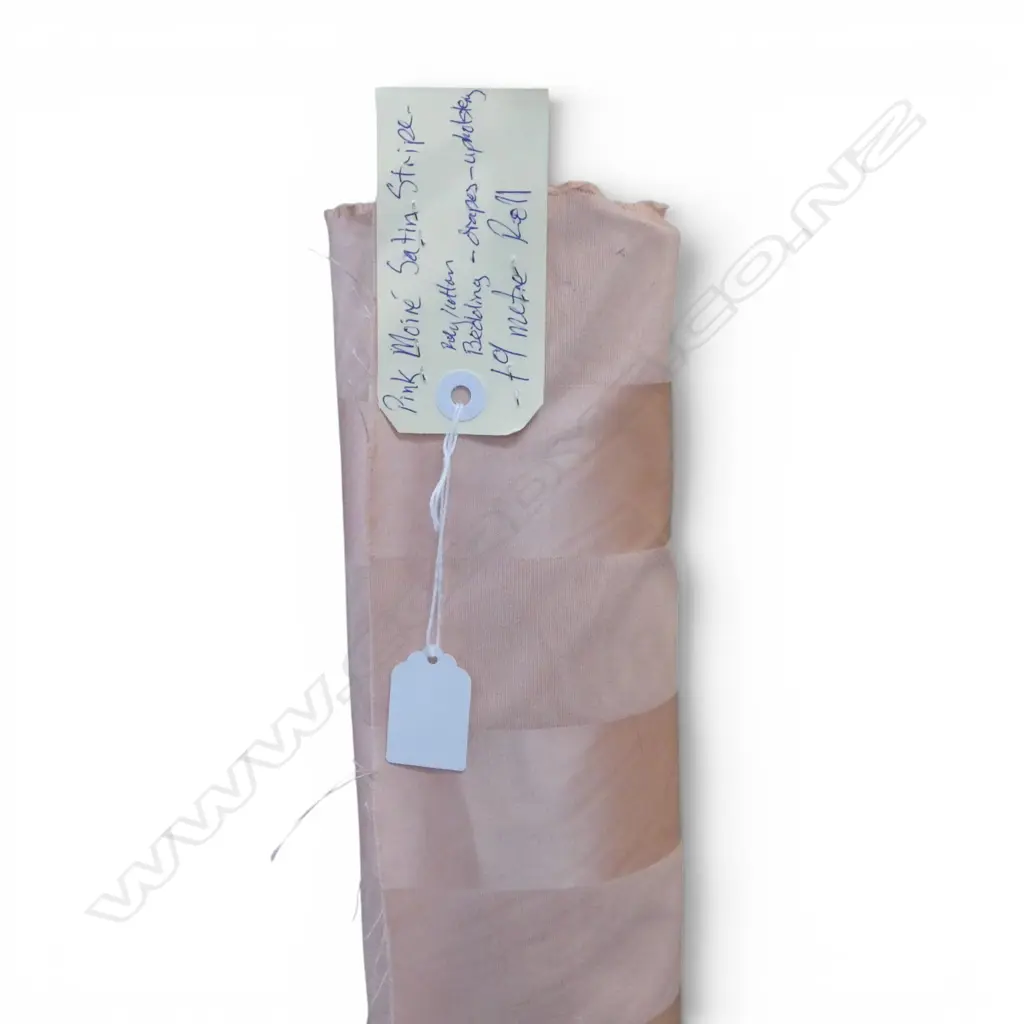 FABRIC BOLT; PINK MOIRE SATIN STRIPES, POLY COTTON, 19M Image 1++
