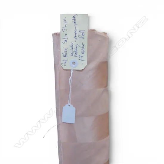 FABRIC BOLT; PINK MOIRE SATIN STRIPES, POLY COTTON, 19M