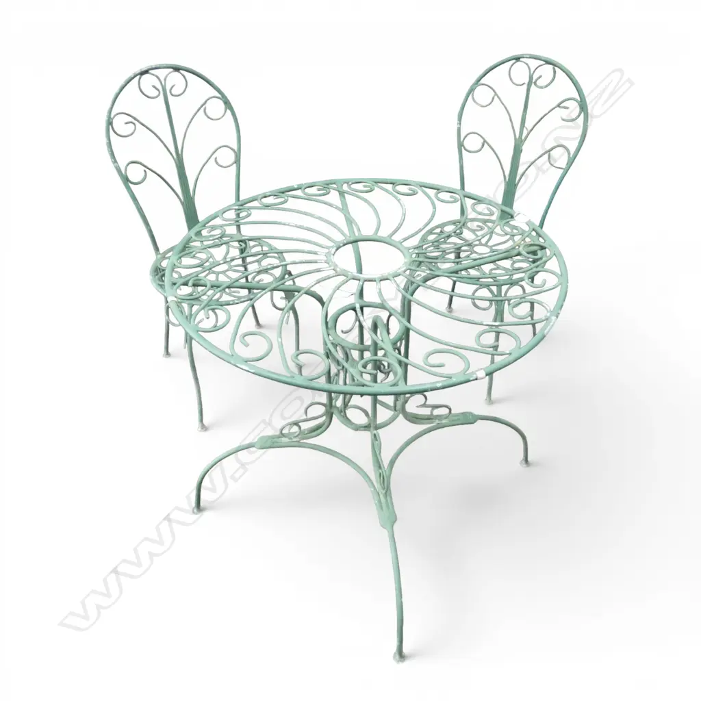 3 PC FRENCH STYLE OUTDOOR CAFE TABLE & 2 CHAIRS Image 1++