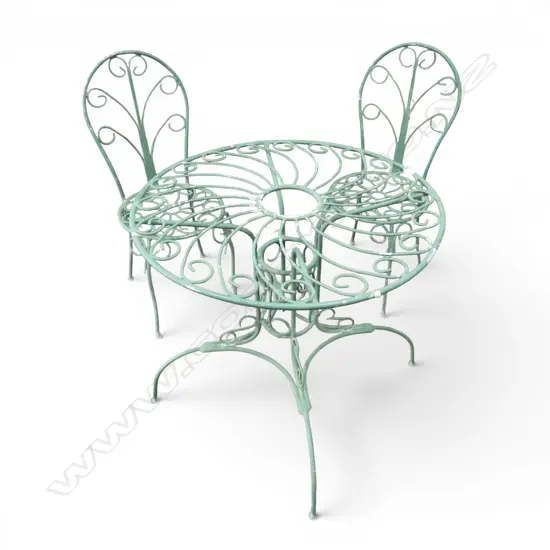 3 PC FRENCH STYLE OUTDOOR CAFE TABLE & 2 CHAIRS