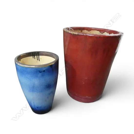 2 GLAZED GARDEN PLANT POTS H.460mm