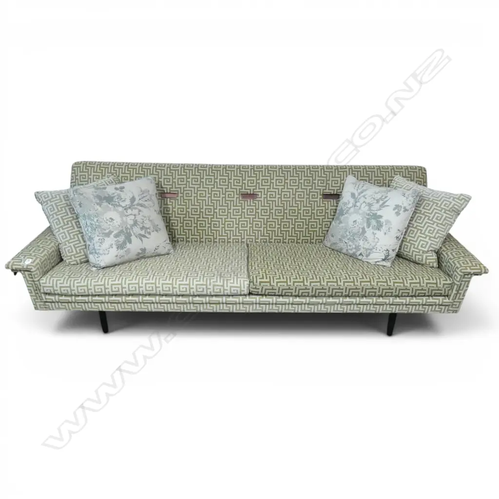 RETRO STYLE SOFA, GREEK KEY DESIGN UPHOLSTERY Image 1++