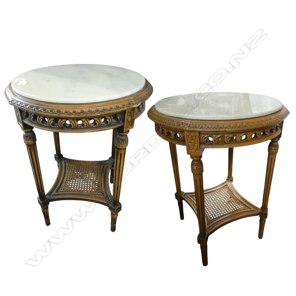 PR FRENCH STYLE MARBLE TOPPED CIRCULAR SIDETABLES H710MM Image 1++
