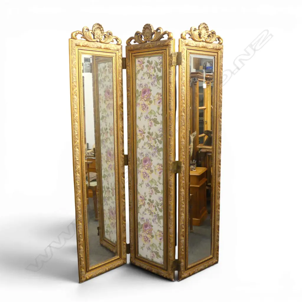 3 PANEL MIRRORED SCREEN, GILT FRAME 2120x515mm Image 1++