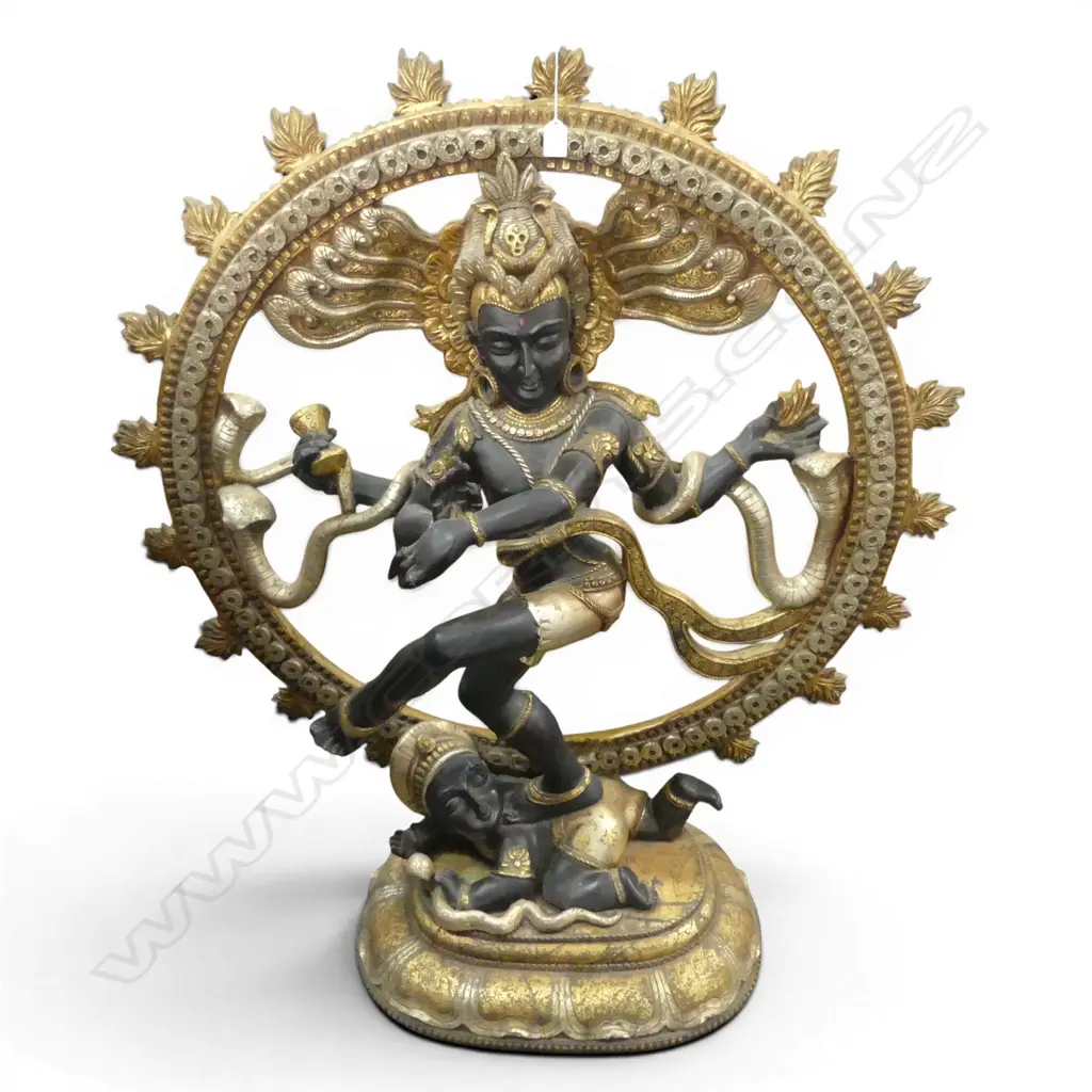 PAINTED CARVED WOODEN DANCING SHIVA H.1200mm Image 1++