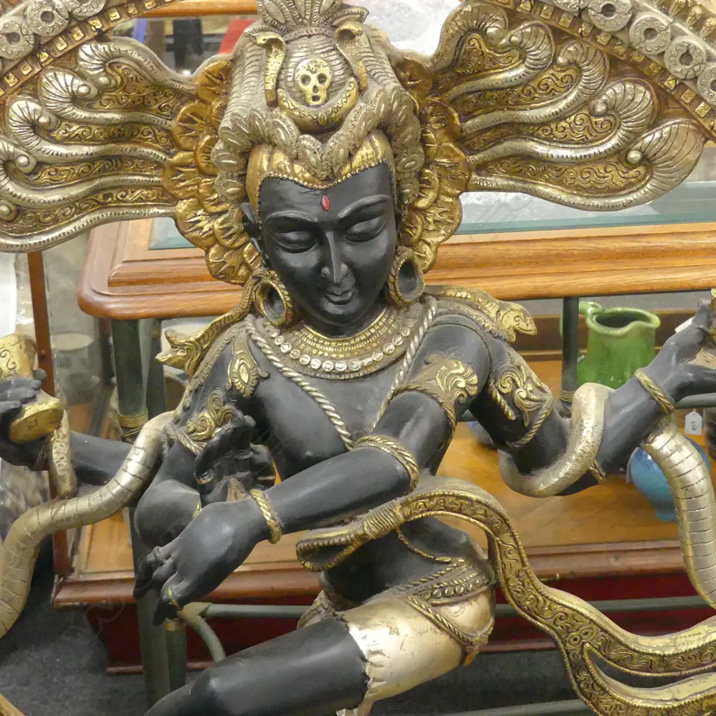 PAINTED CARVED WOODEN DANCING SHIVA H.1200mm Image 1++